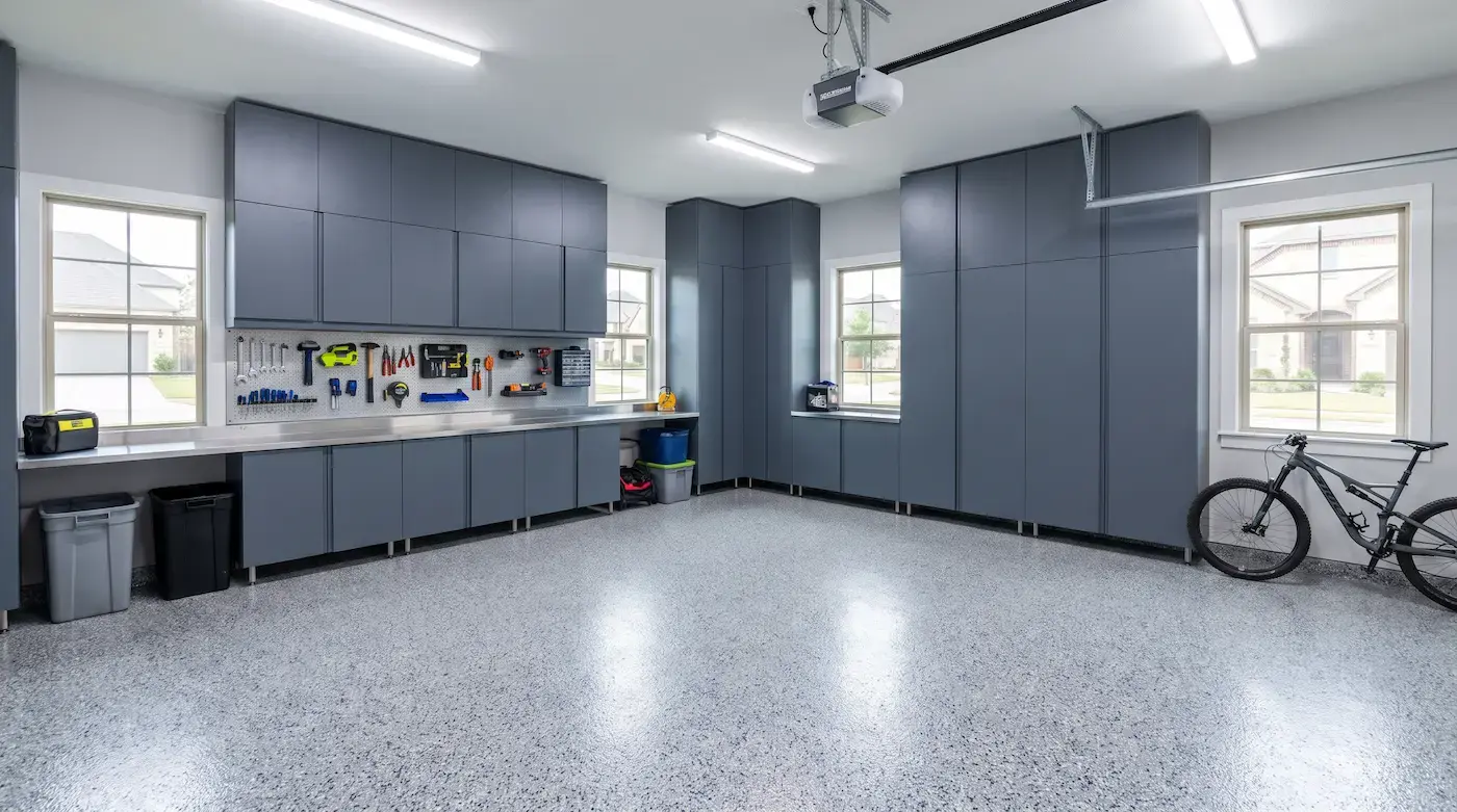 Custom garage storage cabinets and workshop cabinetry in McKinney TX