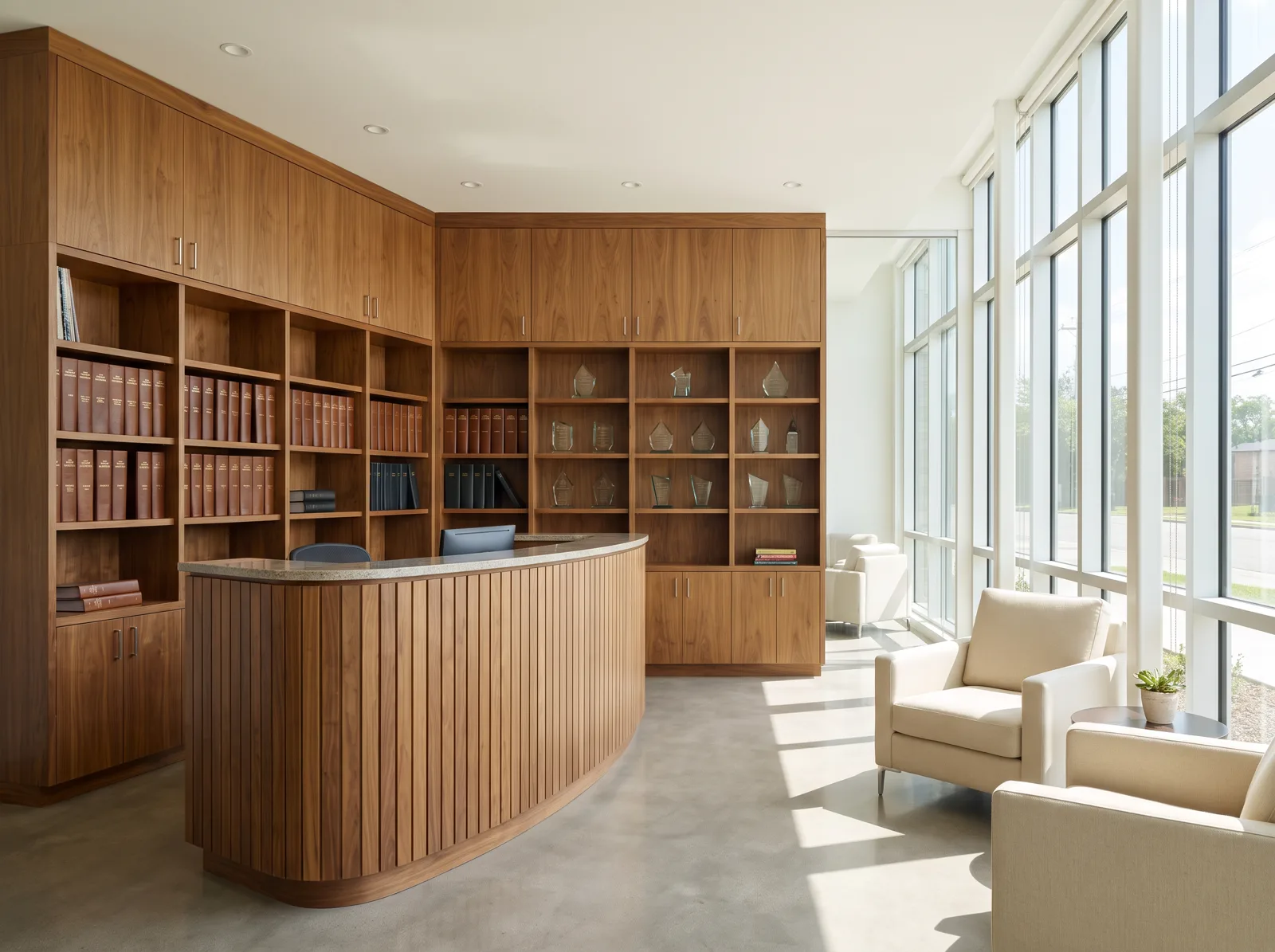 Custom real estate office cabinets and display shelving in McKinney TX