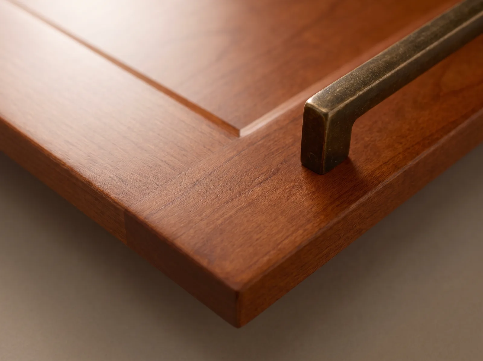 Cherry wood cabinet material sample for custom cabinets McKinney TX